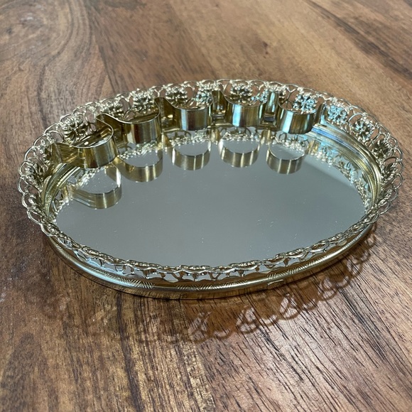 Accents Vintage Gold Lipstick Holder Mirror Tray Poshmark
